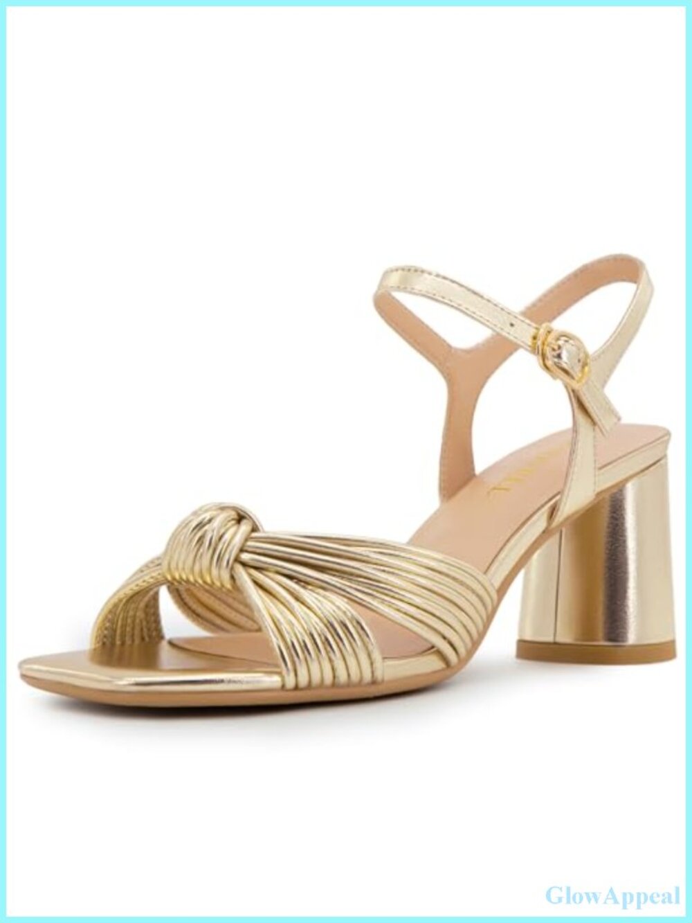 Faux Leather Heeled Sandals Chunky Block Heel Strappy Ankle Strap Square Open